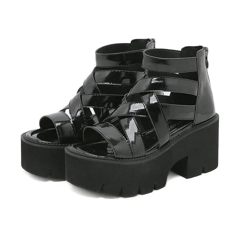 Joskaa 2024 New Soft Leather Chunky Sandals