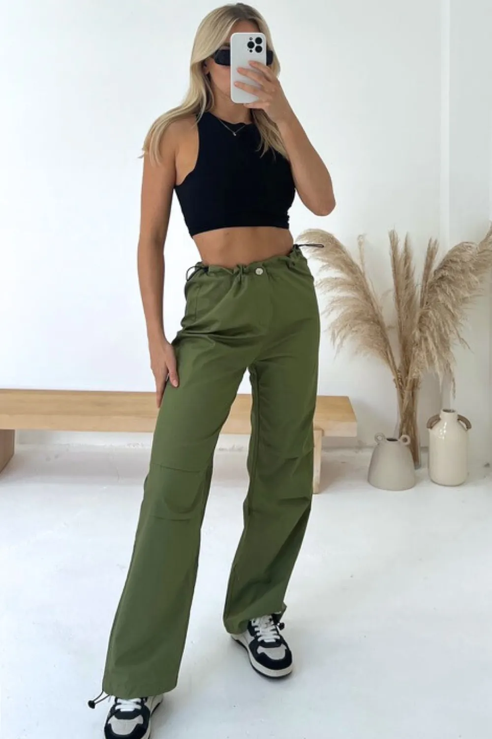 Karina green cargo trousers