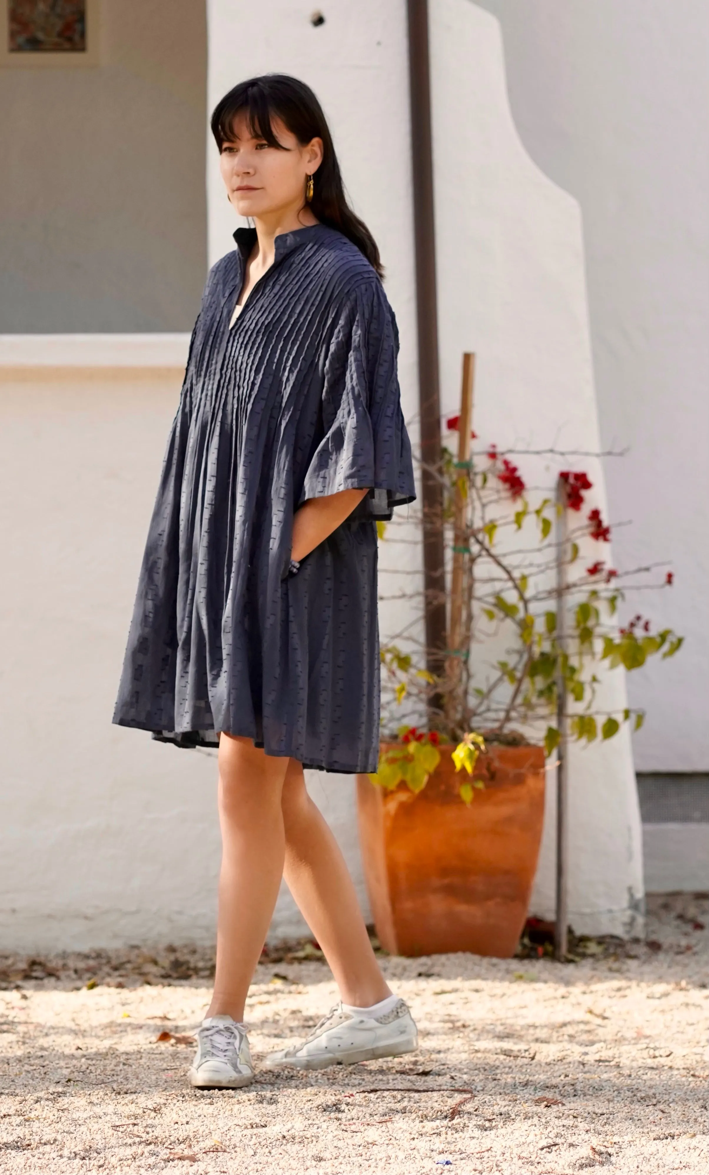 Kat Cotton Dress Navy