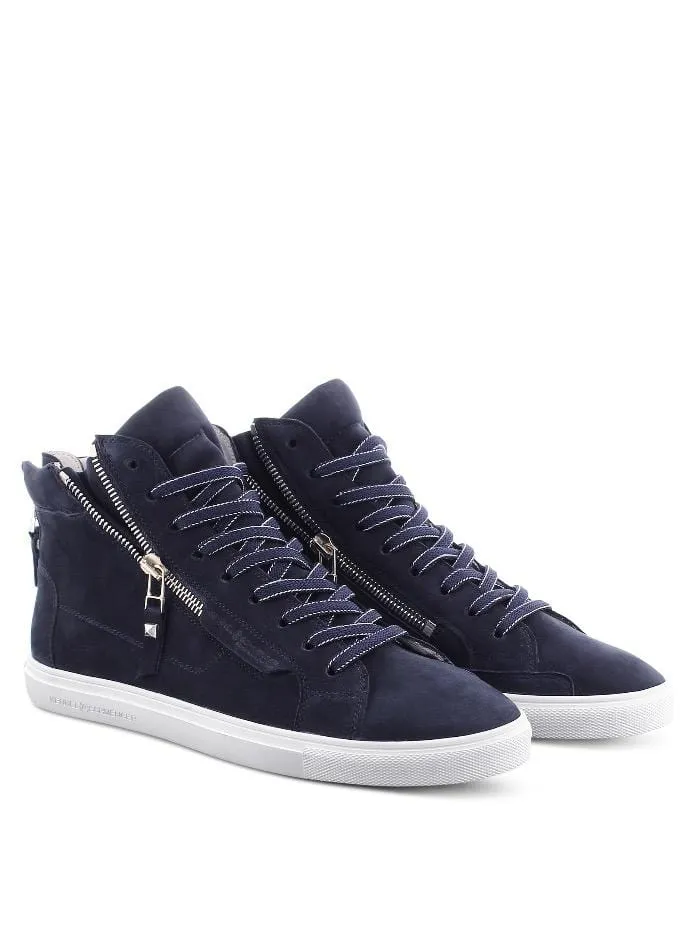 Kennel and Schmenger S Ocean Navy and White Soft Nubuck Hi Top Trainer 51-15750-659-001