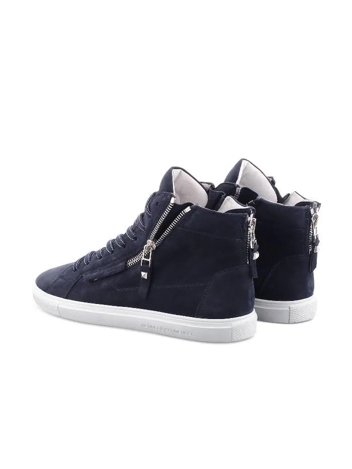 Kennel and Schmenger S Ocean Navy and White Soft Nubuck Hi Top Trainer 51-15750-659-001