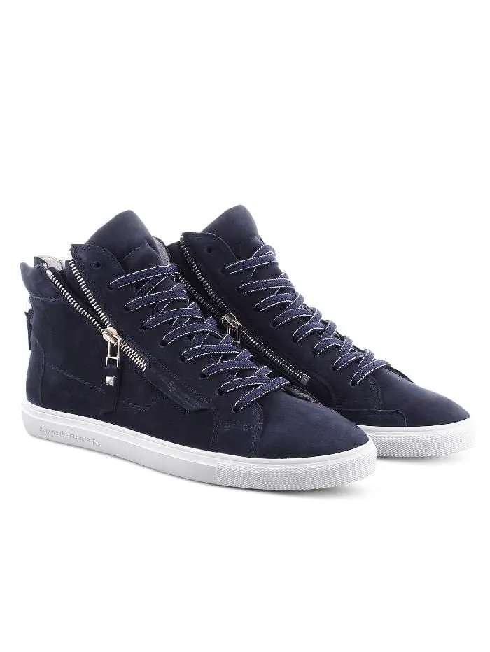 Kennel and Schmenger S Ocean Navy and White Soft Nubuck Hi Top Trainer 51-15750-659-001