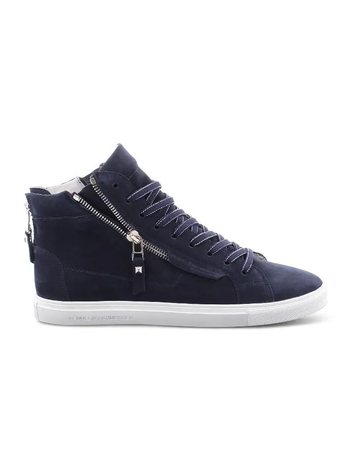 Kennel and Schmenger S Ocean Navy and White Soft Nubuck Hi Top Trainer 51-15750-659-001