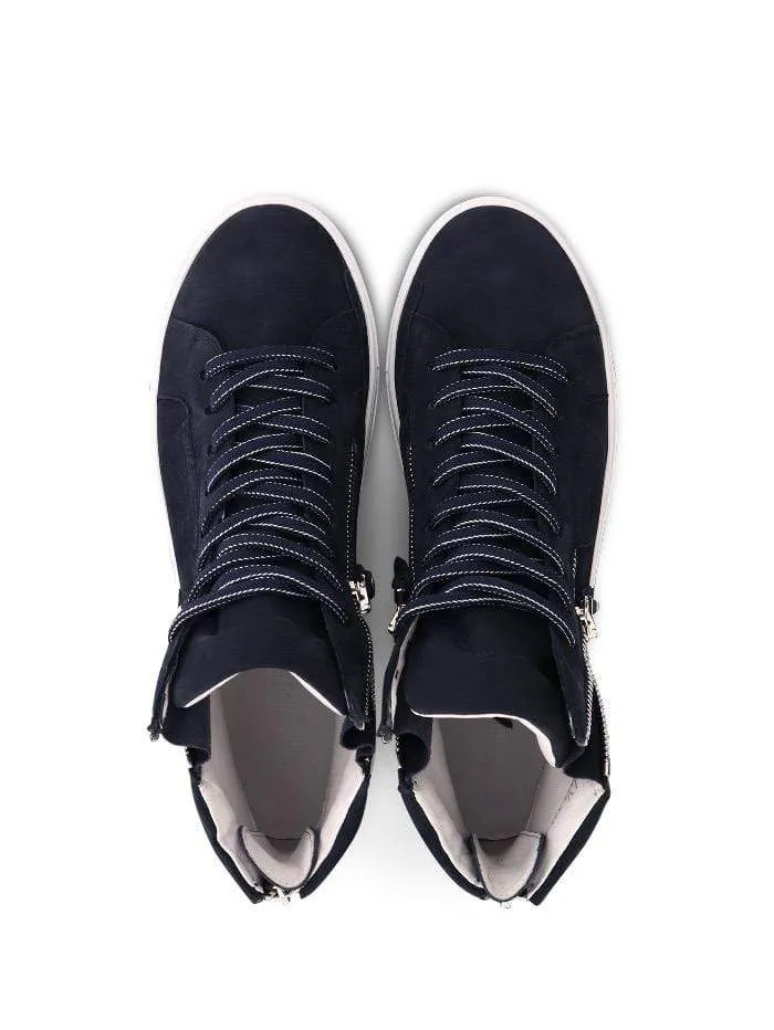 Kennel and Schmenger S Ocean Navy and White Soft Nubuck Hi Top Trainer 51-15750-659-001