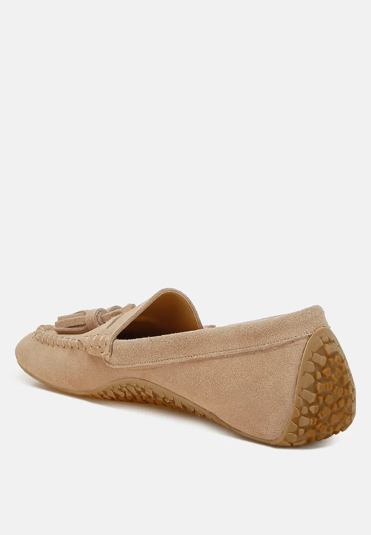 Kipstar Suede Round Toe Tassel Loafers