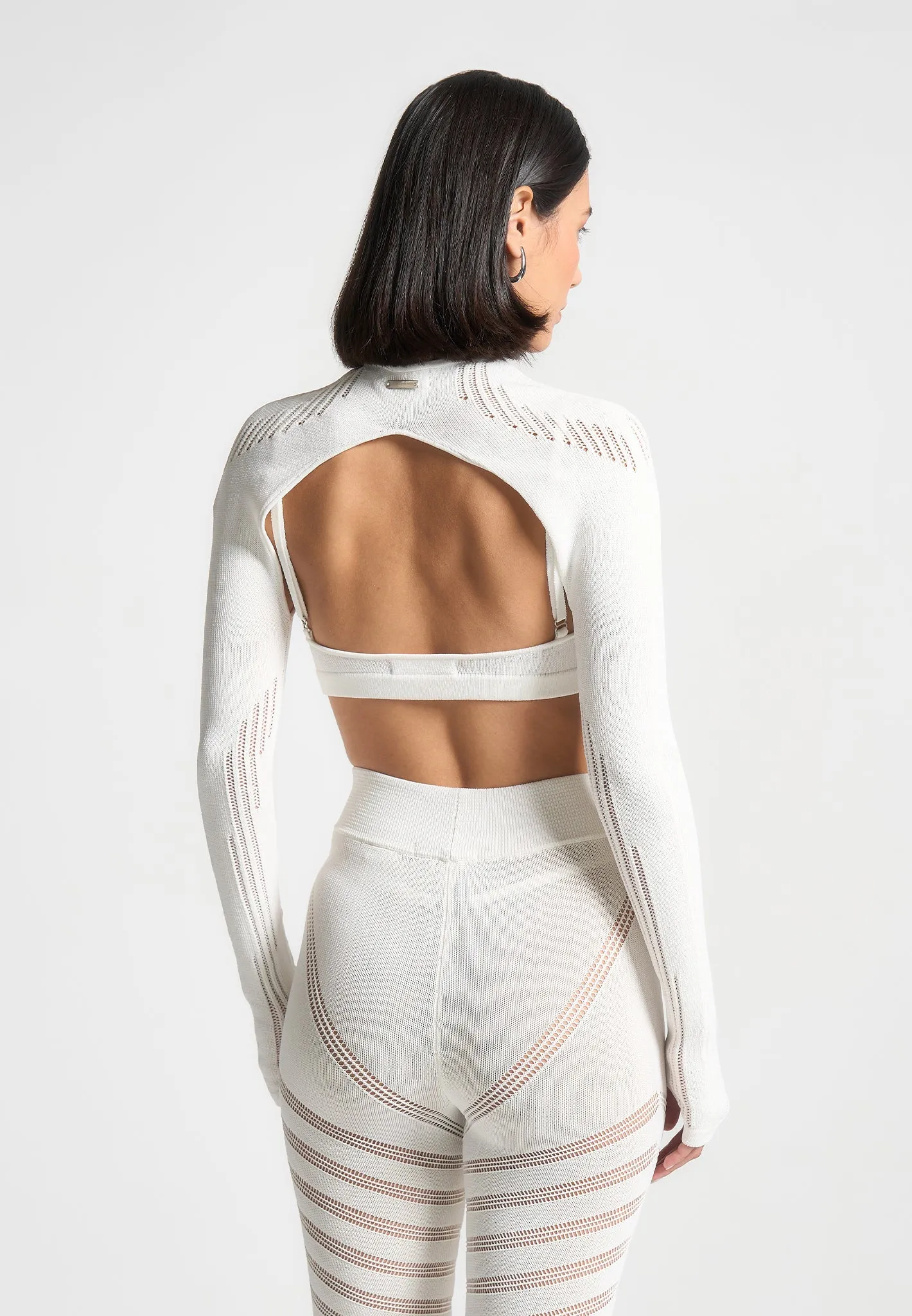 Knitted Sleeve Overlay with Bralette - White