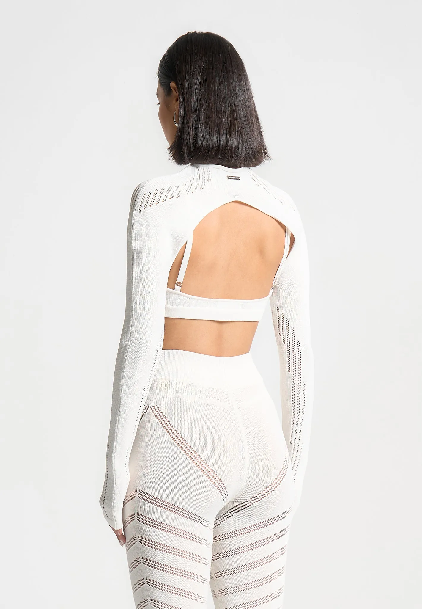 Knitted Sleeve Overlay with Bralette - White