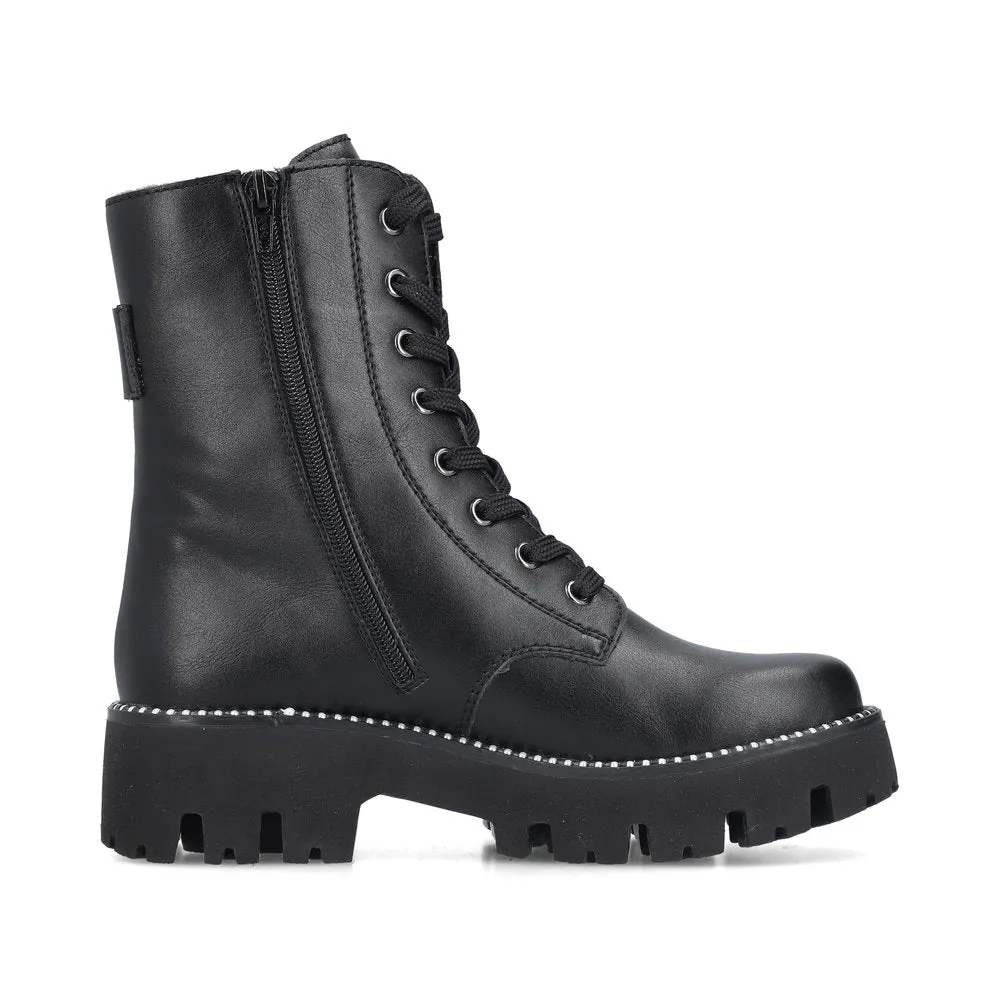 Ladies Rieker Boots Black Chunky Front Zip Y3354-00 sale