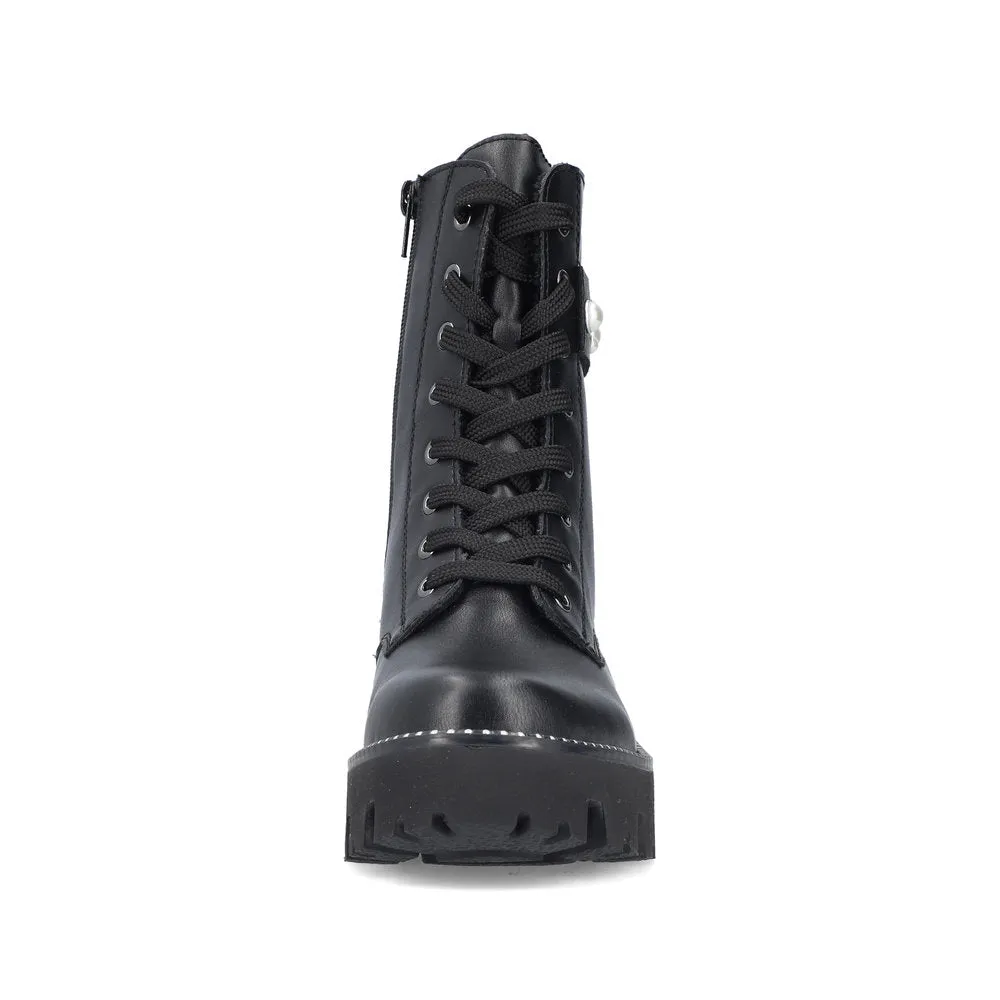 Ladies Rieker Boots Black Chunky Front Zip Y3354-00 sale