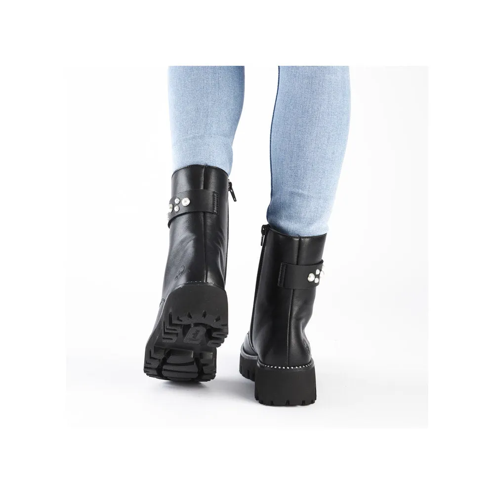 Ladies Rieker Boots Black Chunky Front Zip Y3354-00 sale