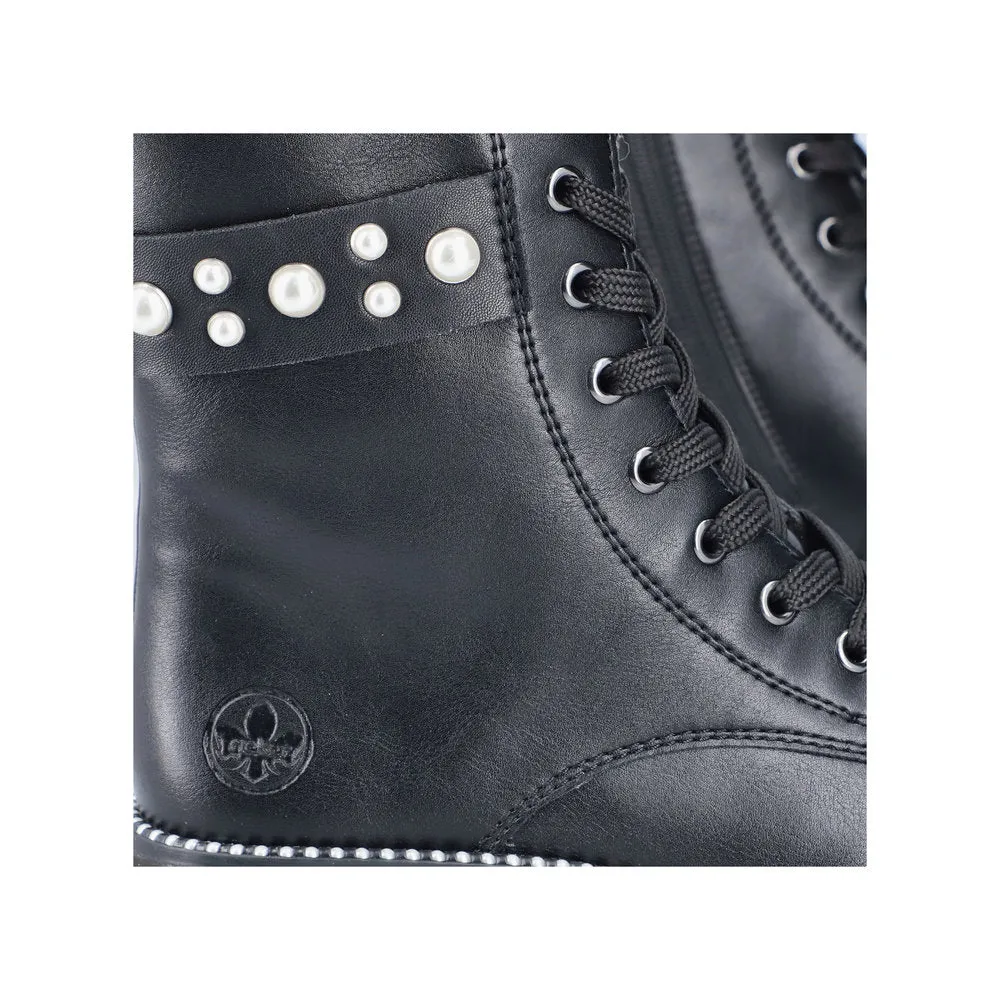 Ladies Rieker Boots Black Chunky Front Zip Y3354-00 sale