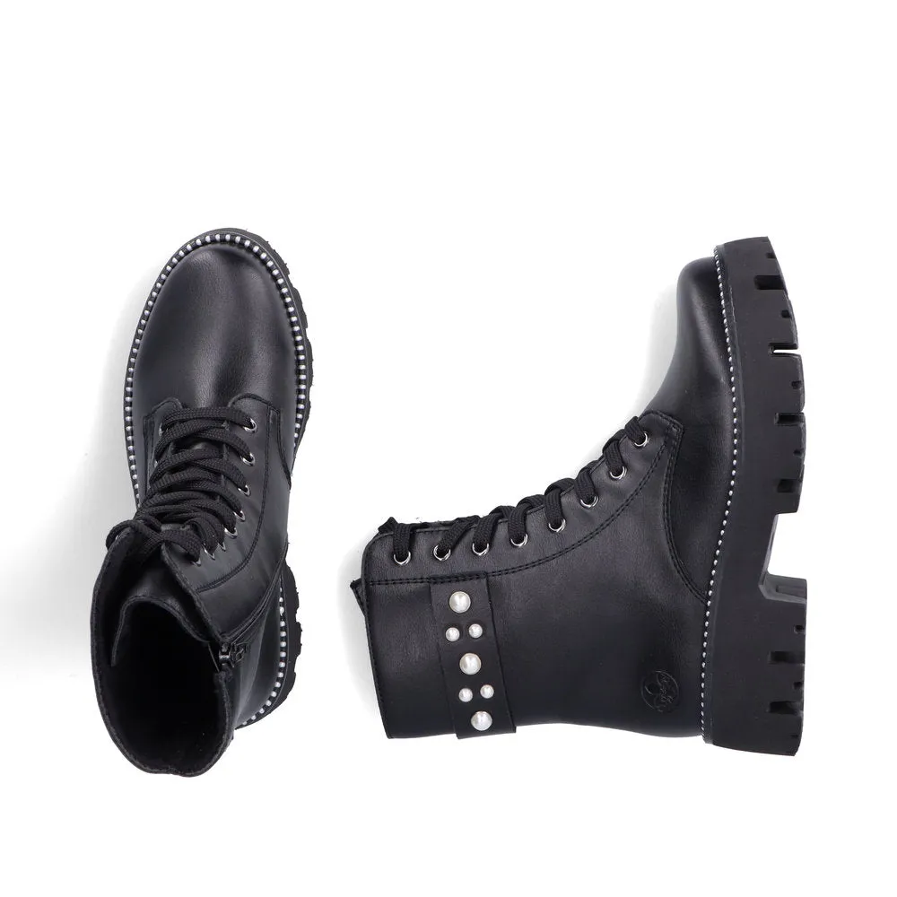 Ladies Rieker Boots Black Chunky Front Zip Y3354-00 sale