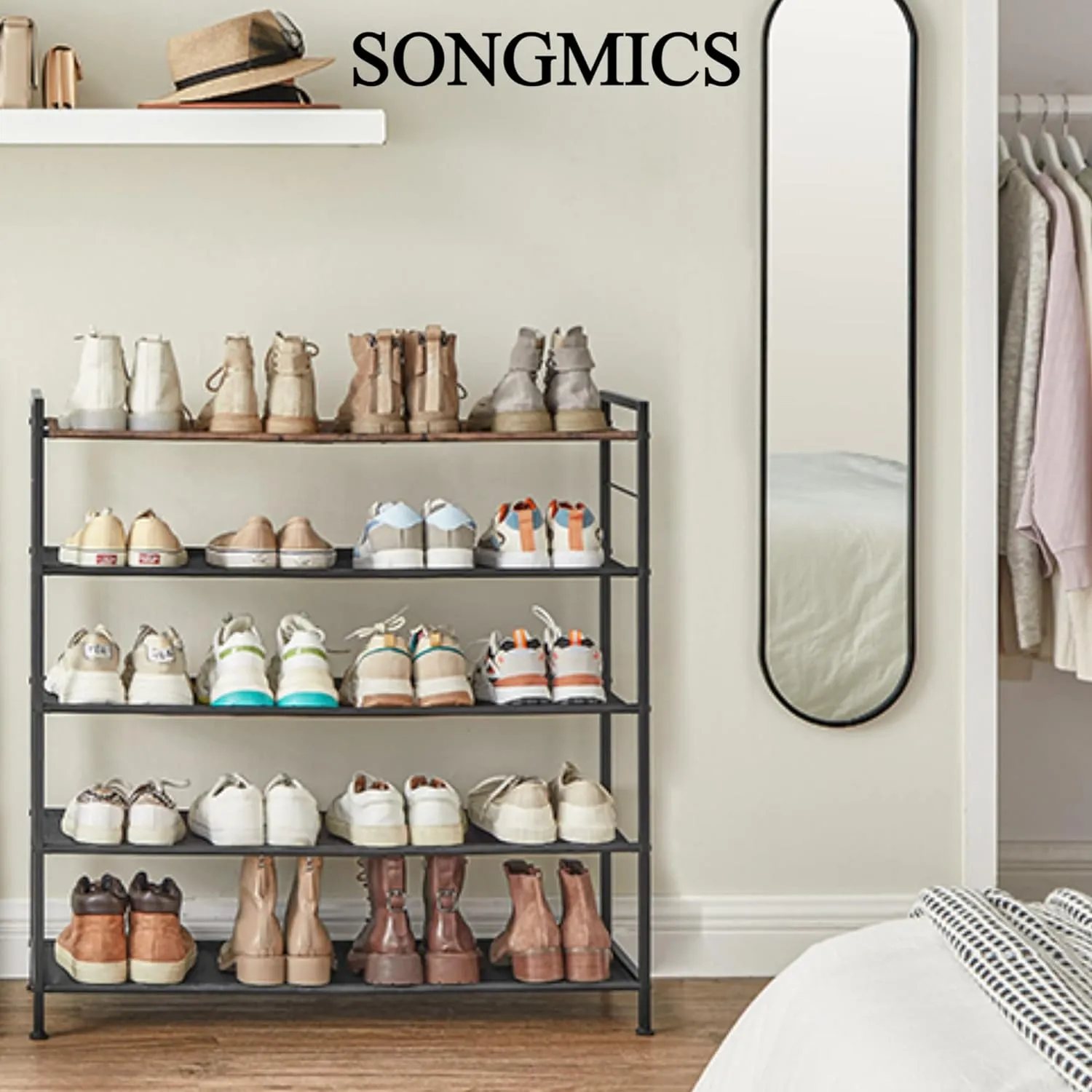 Large 5-Tier Metal Shoe Rack, 20-25 Pairs, SONGMICS