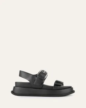 MABEL FLAT SANDALS BLACK LEATHER