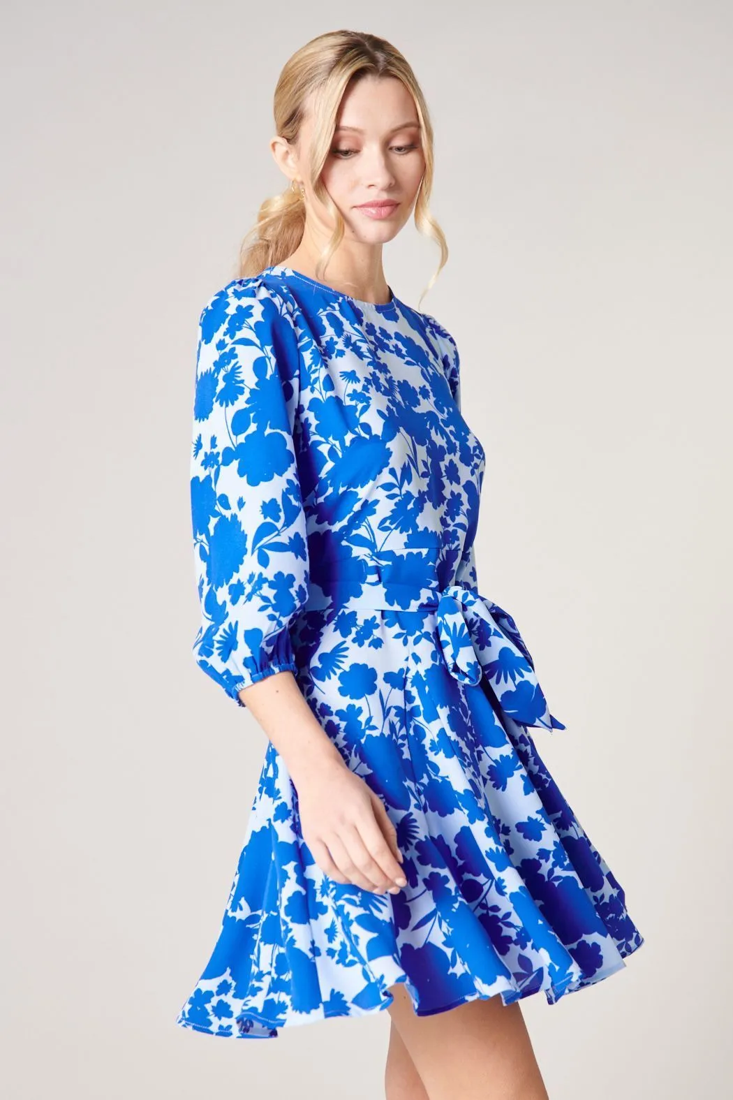 Marinelle Floral Balloon Sleeve Derby Dress