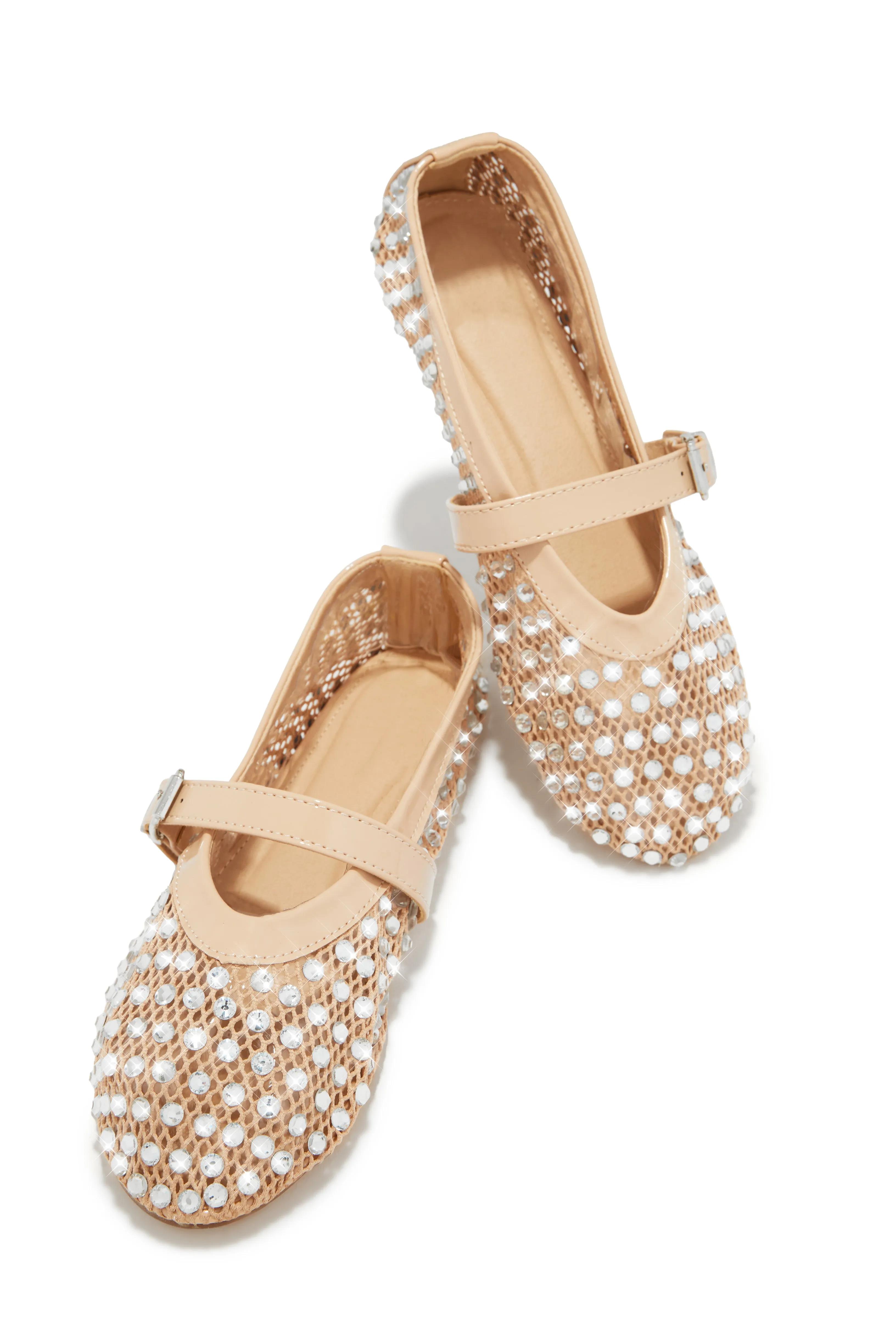 Marlie Embellished Mesh Flats - Nude