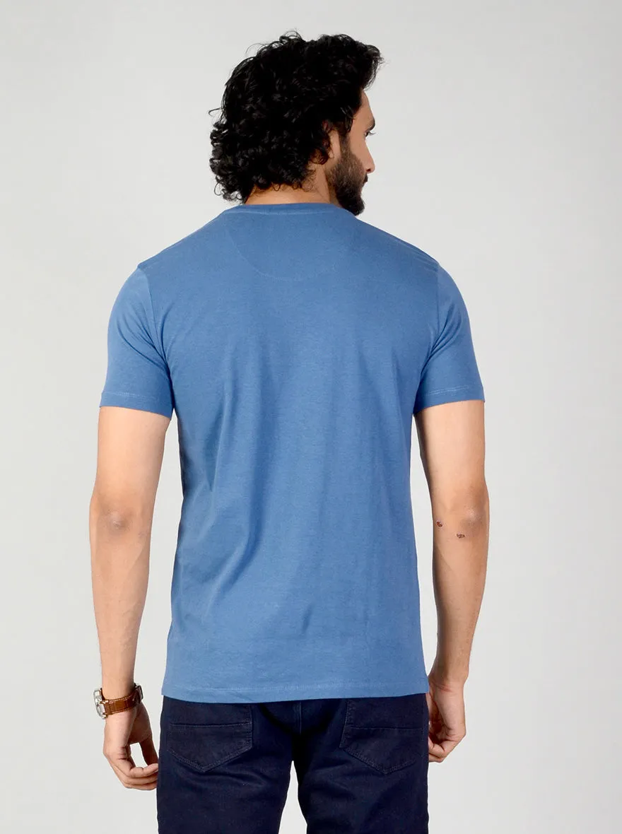 Medieval Blue Printed Slim Fit T-shirt | Greenfibre