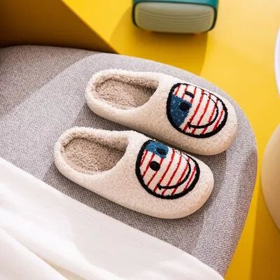 Melody Patriotic Flag Smiley Face Slippers