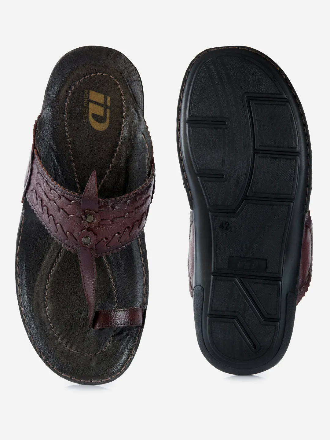 Men's Brown Kolapuri Style Ethnic Slipper (ID4068)