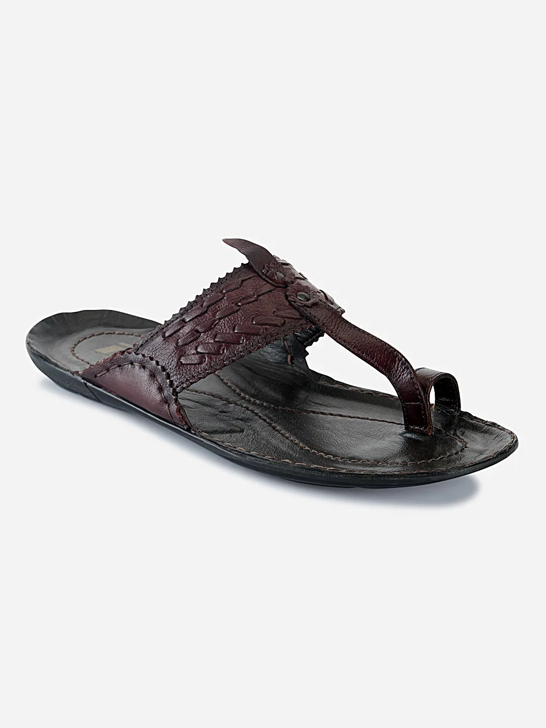 Men's Brown Kolapuri Style Ethnic Slipper (ID4068)