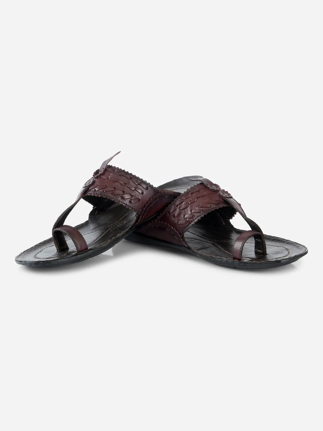 Men's Brown Kolapuri Style Ethnic Slipper (ID4068)