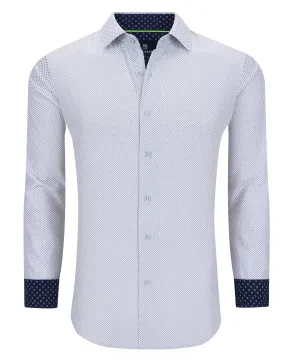 Men's Geometric Slim Fit Performance Long Sleeve Shirt Geo White