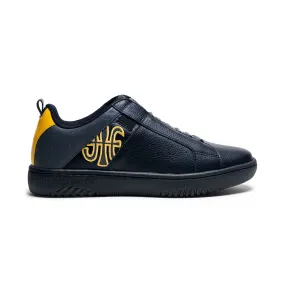 Men's Icon 2.0 Black Yellow Logo Leather Sneakers 06542-983