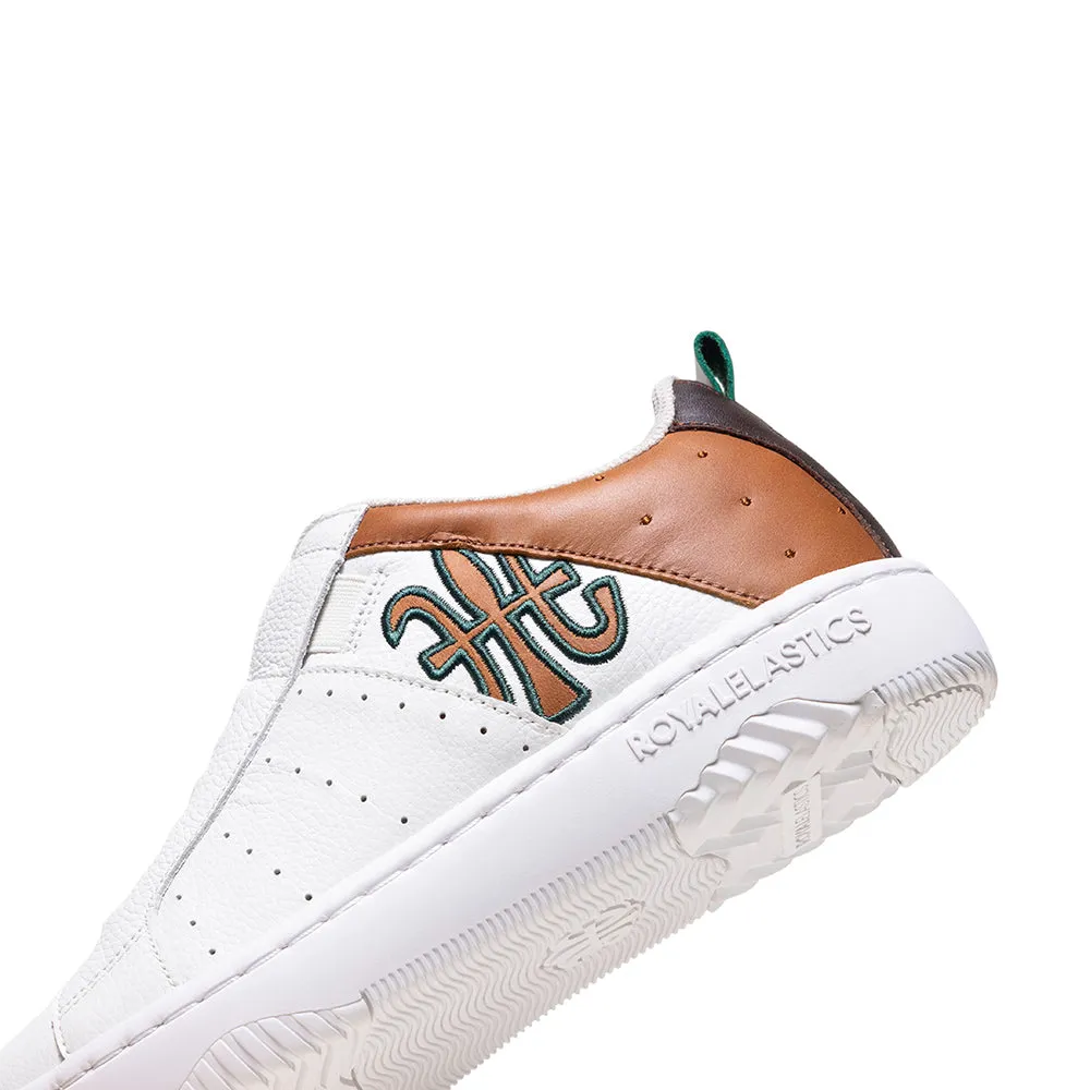 Men's Icon 2.0 White Brown Green Logo Leather Sneakers 06542-074