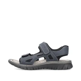 Mens Rieker Walking Sandals Navy Hook & Loop Strap 26761-14