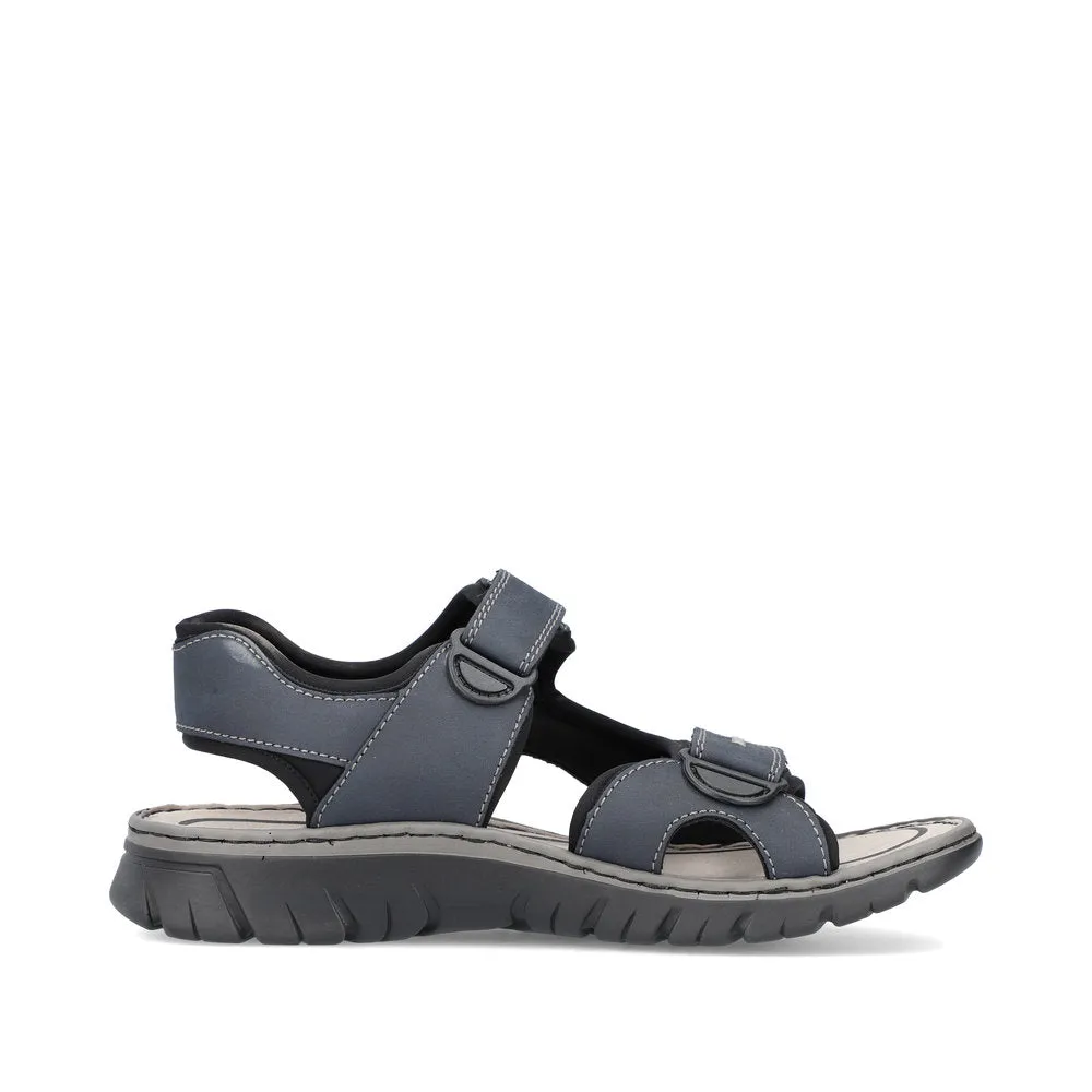 Mens Rieker Walking Sandals Navy Hook & Loop Strap 26761-14