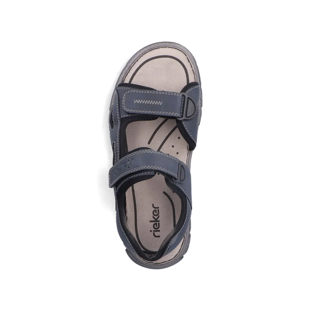 Mens Rieker Walking Sandals Navy Hook & Loop Strap 26761-14