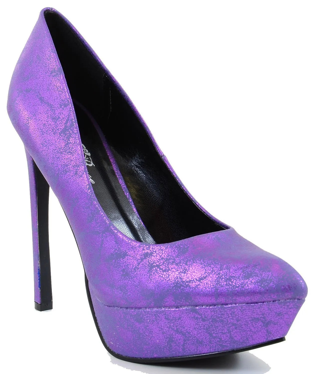 Metallic Purple Pointy Toe Platform Stiletto Pumps