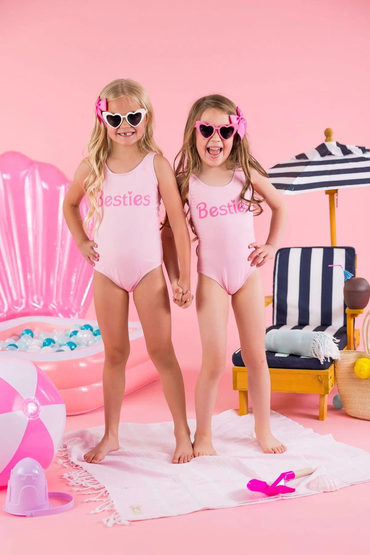 Mom & Me - "Besties" Pink One Piece Swimsuit