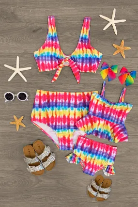 Mom & Me - Stripe Tie Dye Swimsuit Set - 2 Piece