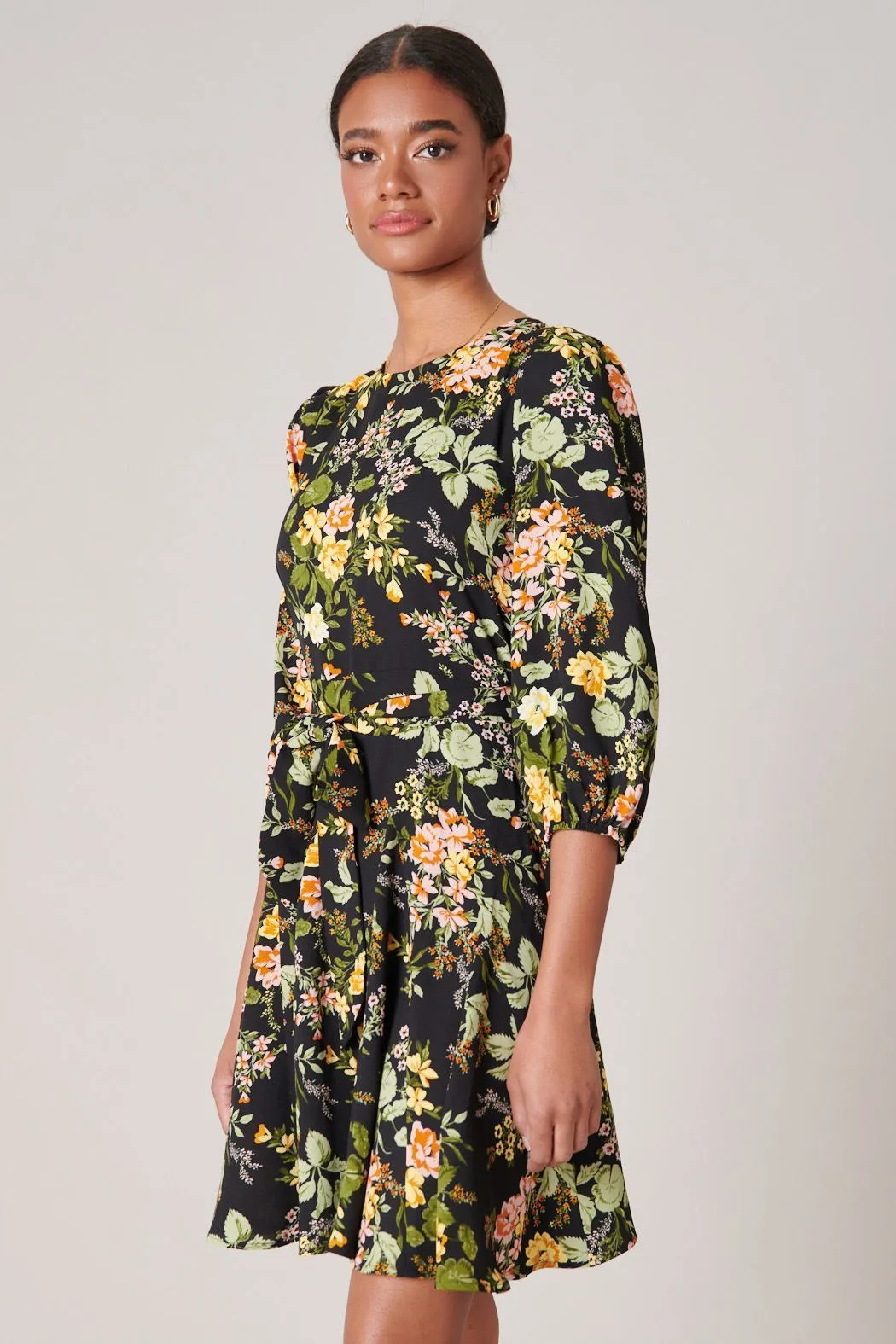 Night Bloom Balloon Sleeve Derby Dress