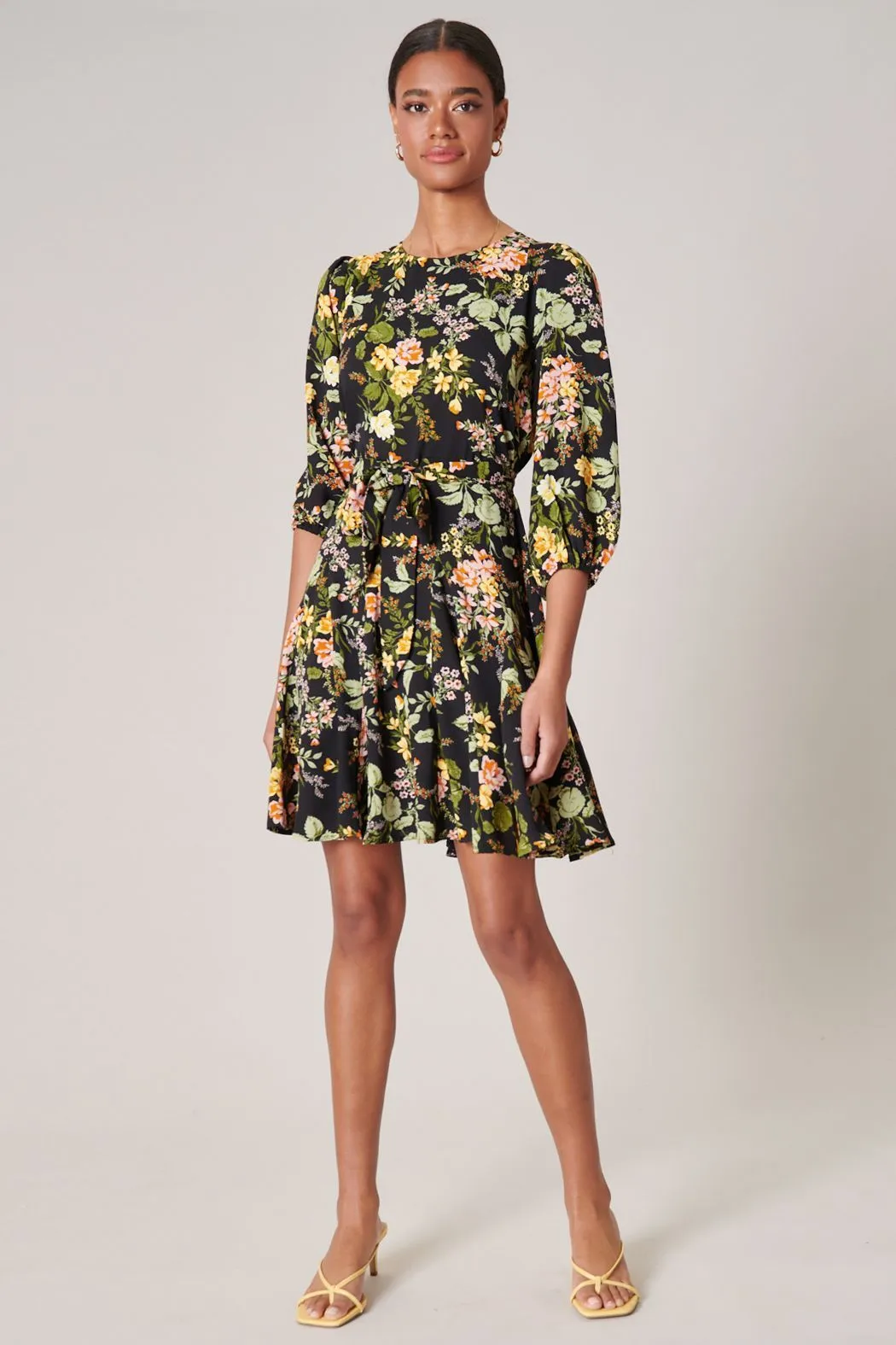 Night Bloom Balloon Sleeve Derby Dress