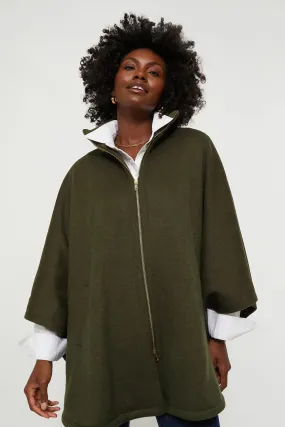 Olive Full Zip Huntington Poncho