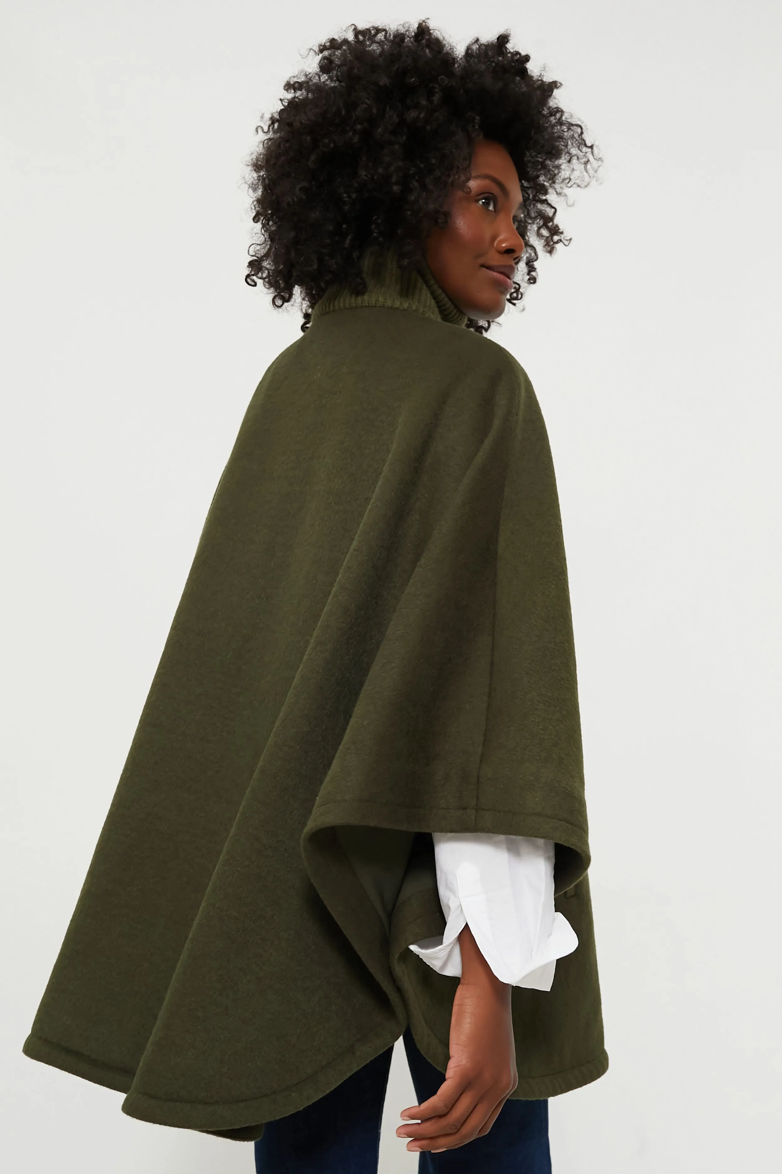 Olive Full Zip Huntington Poncho