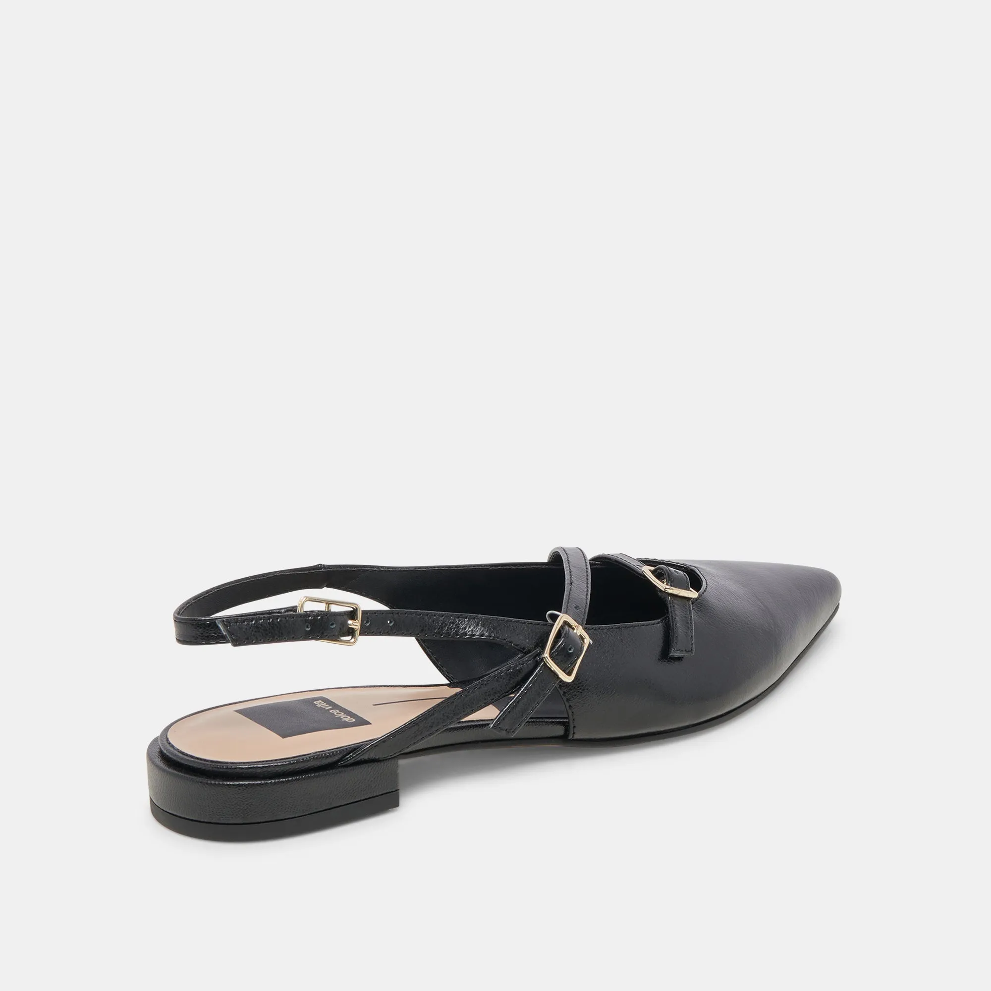 PAMLA FLATS BLACK CRINKLE PATENT