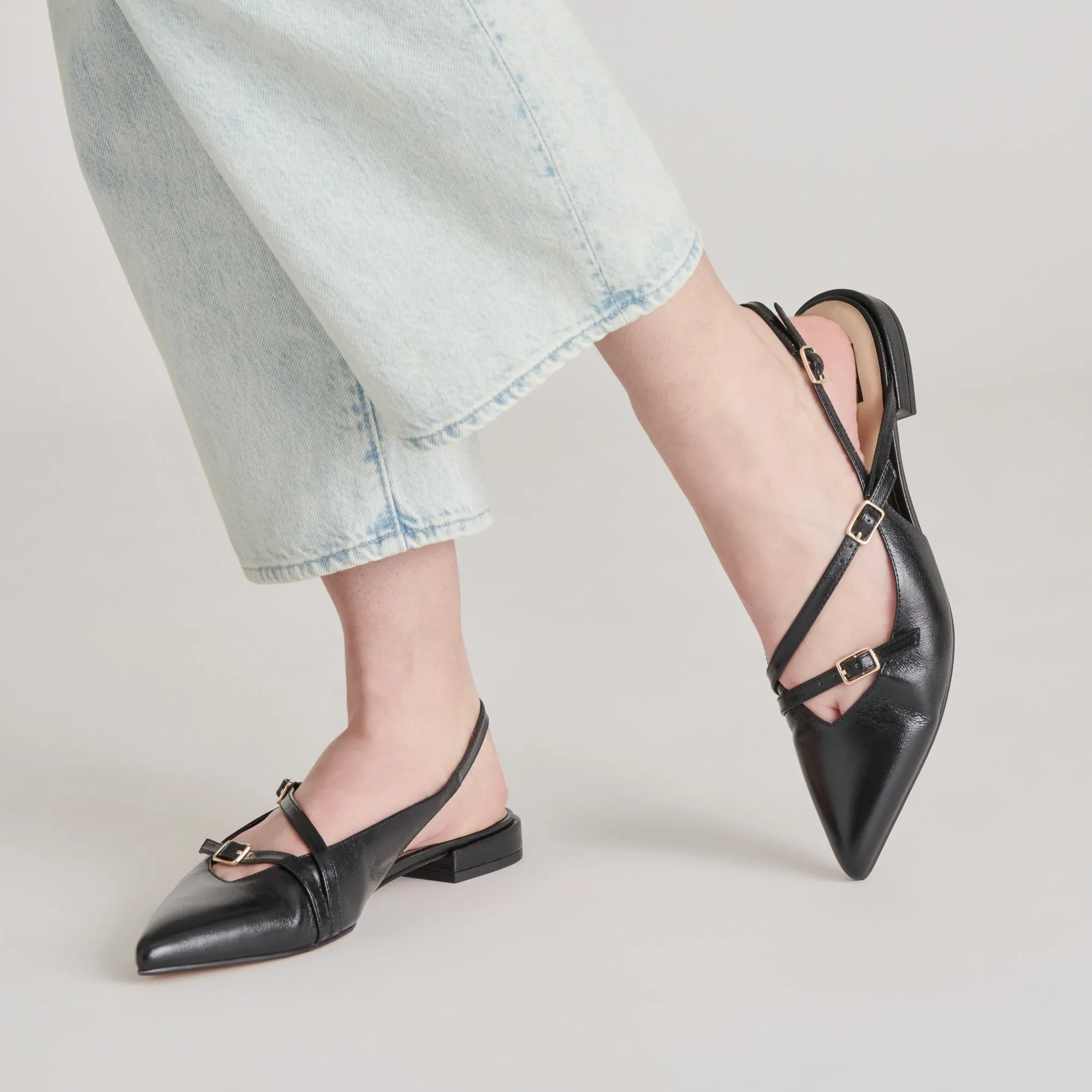 PAMLA FLATS BLACK CRINKLE PATENT