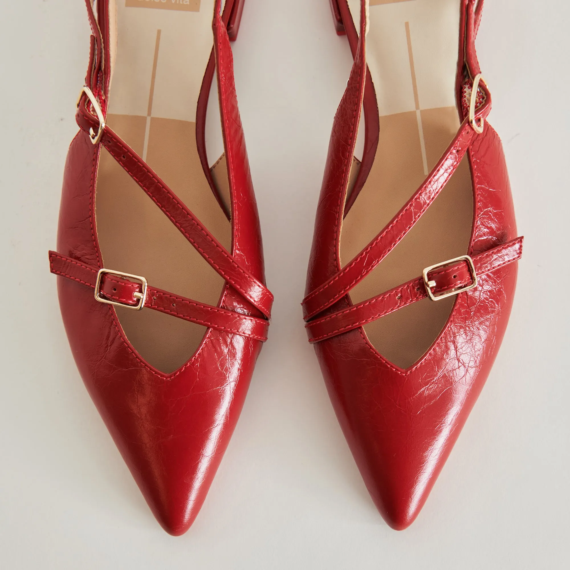 PAMLA FLATS RED CRINKLE PATENT