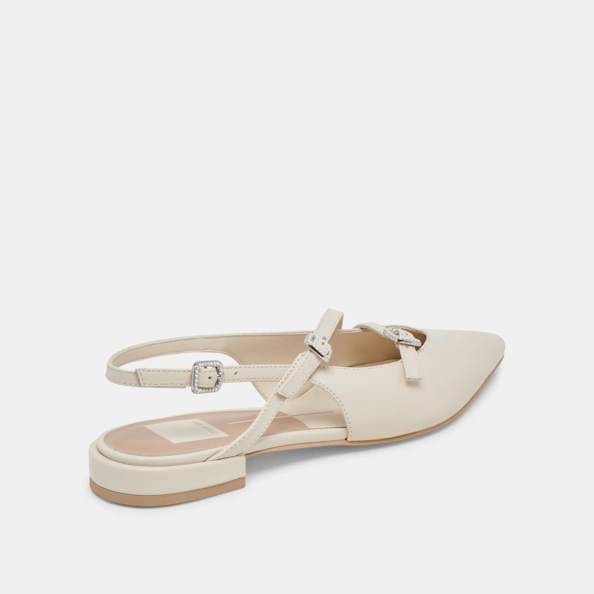 PAMLA PEARL FLATS IVORY CRINKLE PATENT