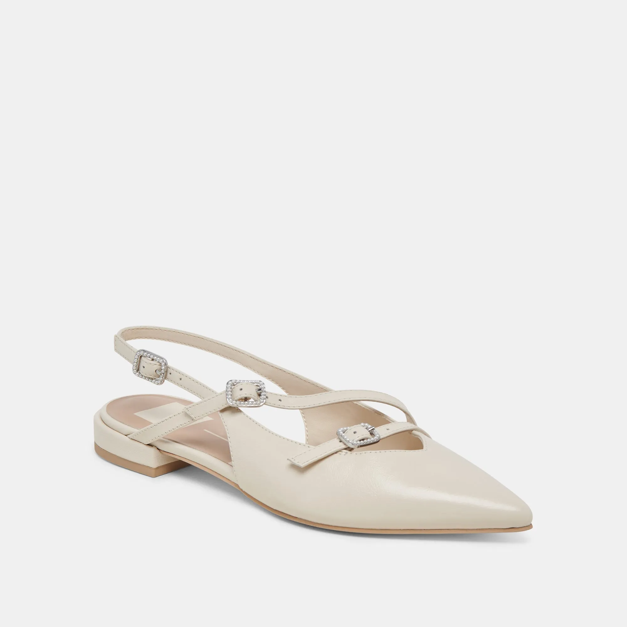 PAMLA PEARL FLATS IVORY CRINKLE PATENT