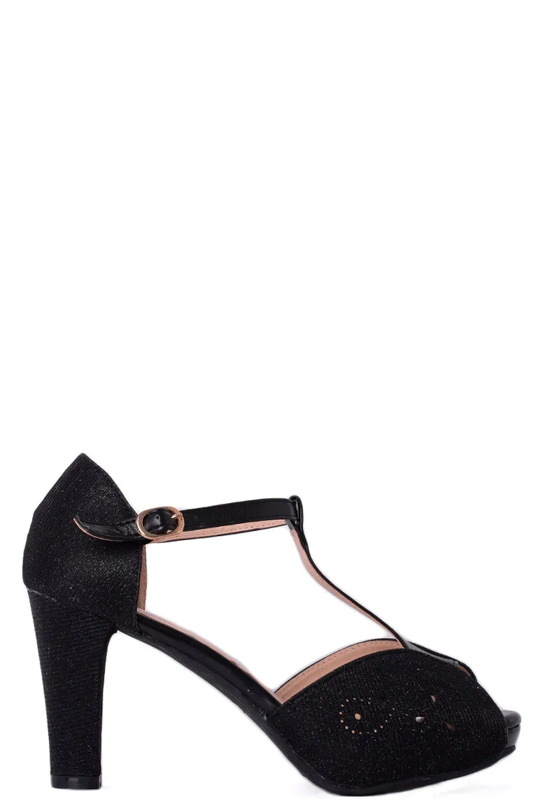 Peep Toe Platform Sandal in Black