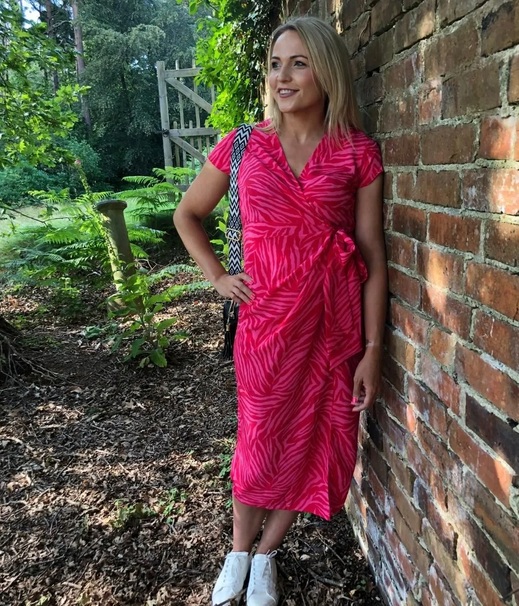 Pink & Red Print Dress