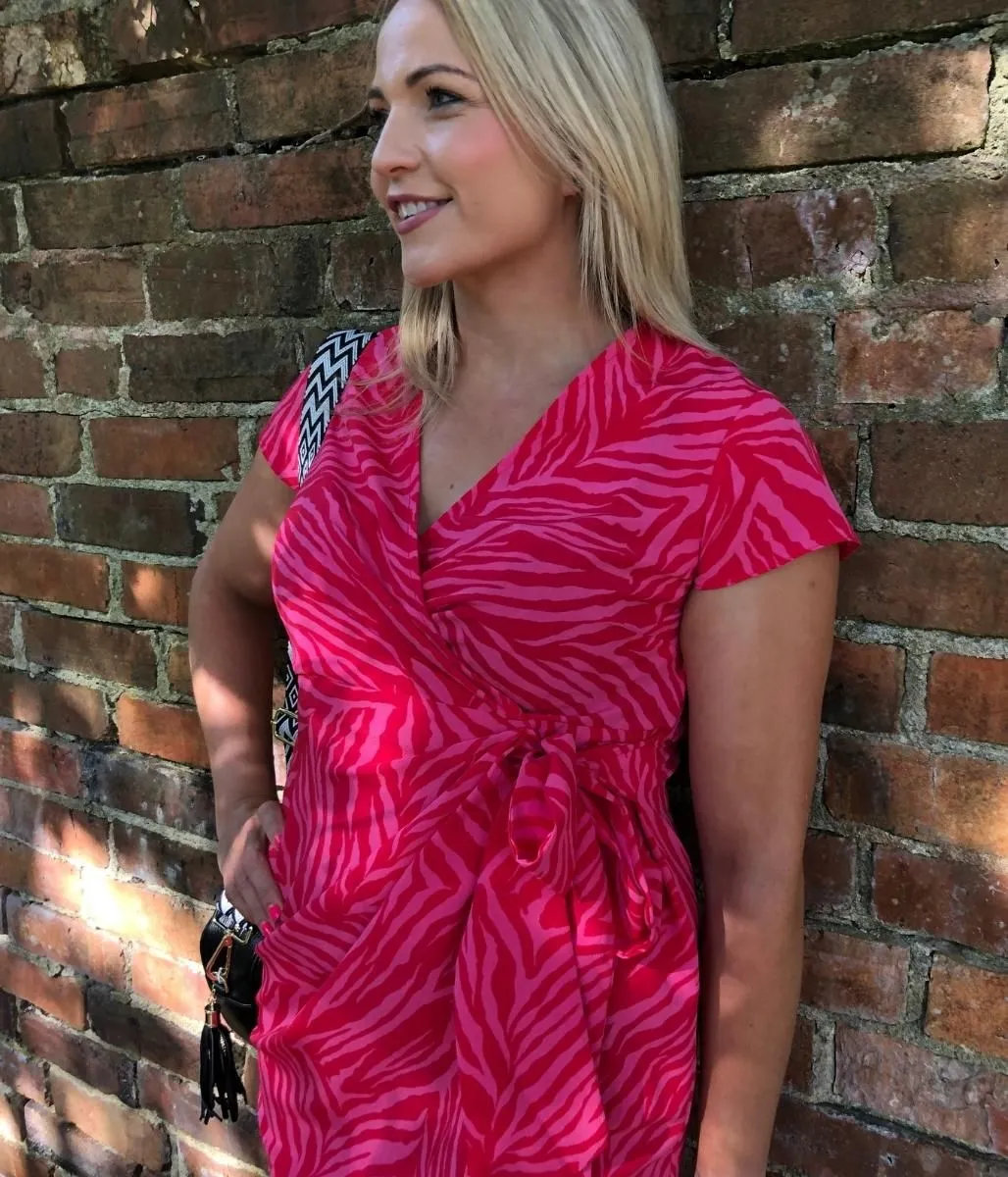 Pink & Red Print Dress