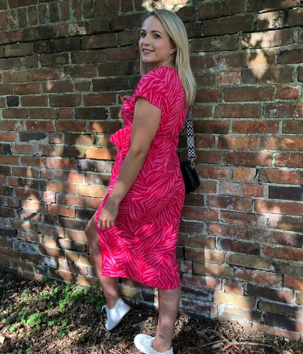 Pink & Red Print Dress