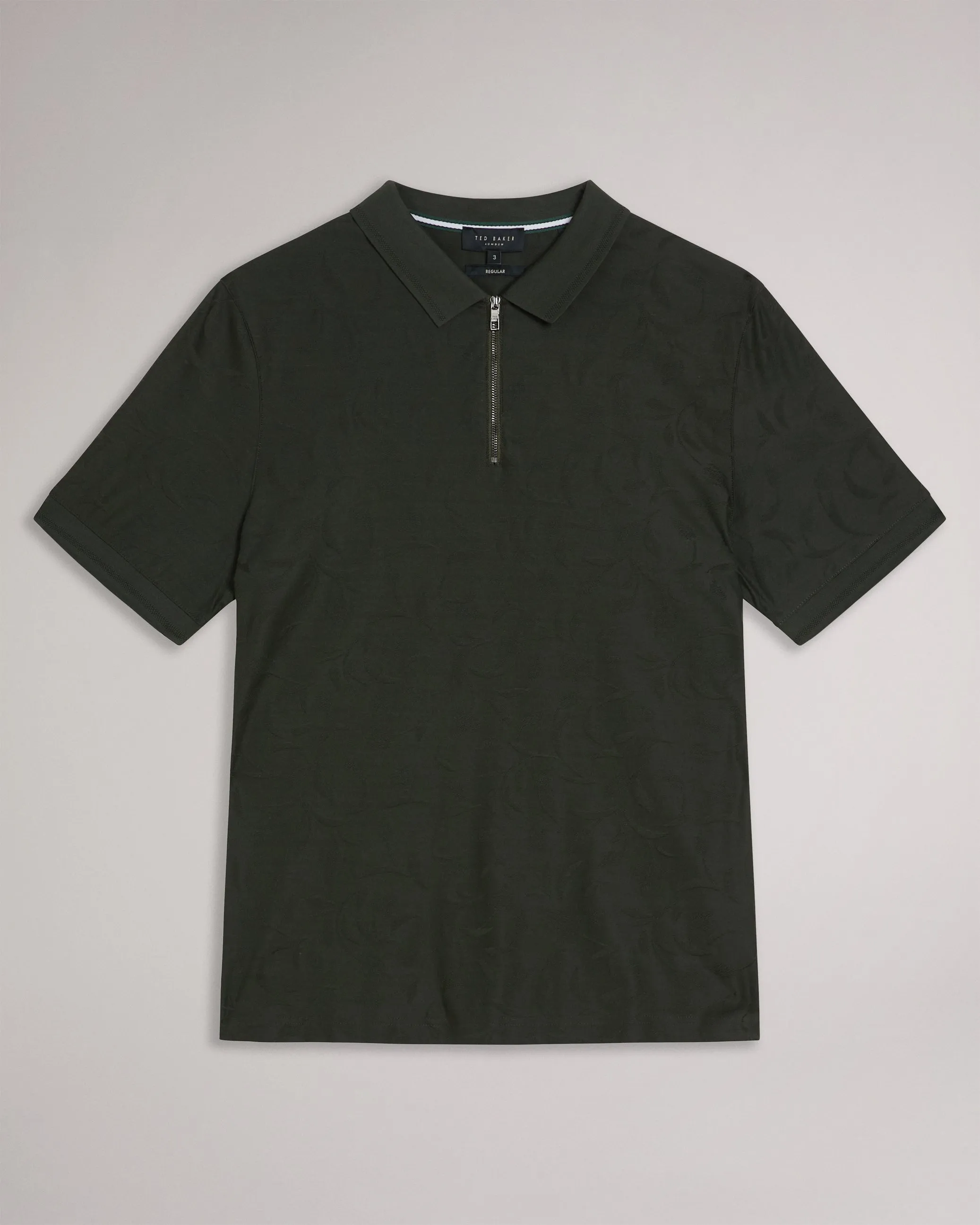 Polenn Tulip Textured Zip Polo Shirt Dk-Green