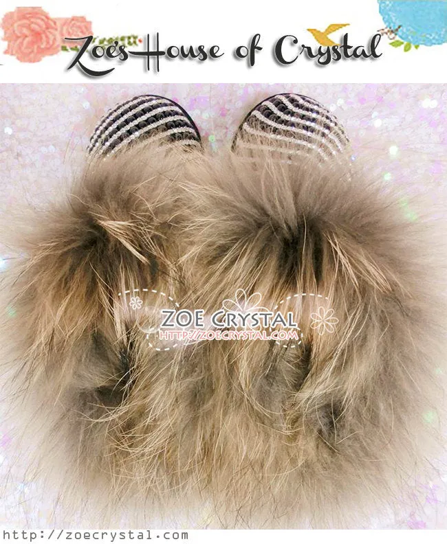 PROMOTION WINTER Fur Cuff Boots with Zebra Print made with Rhinestones and Pearls