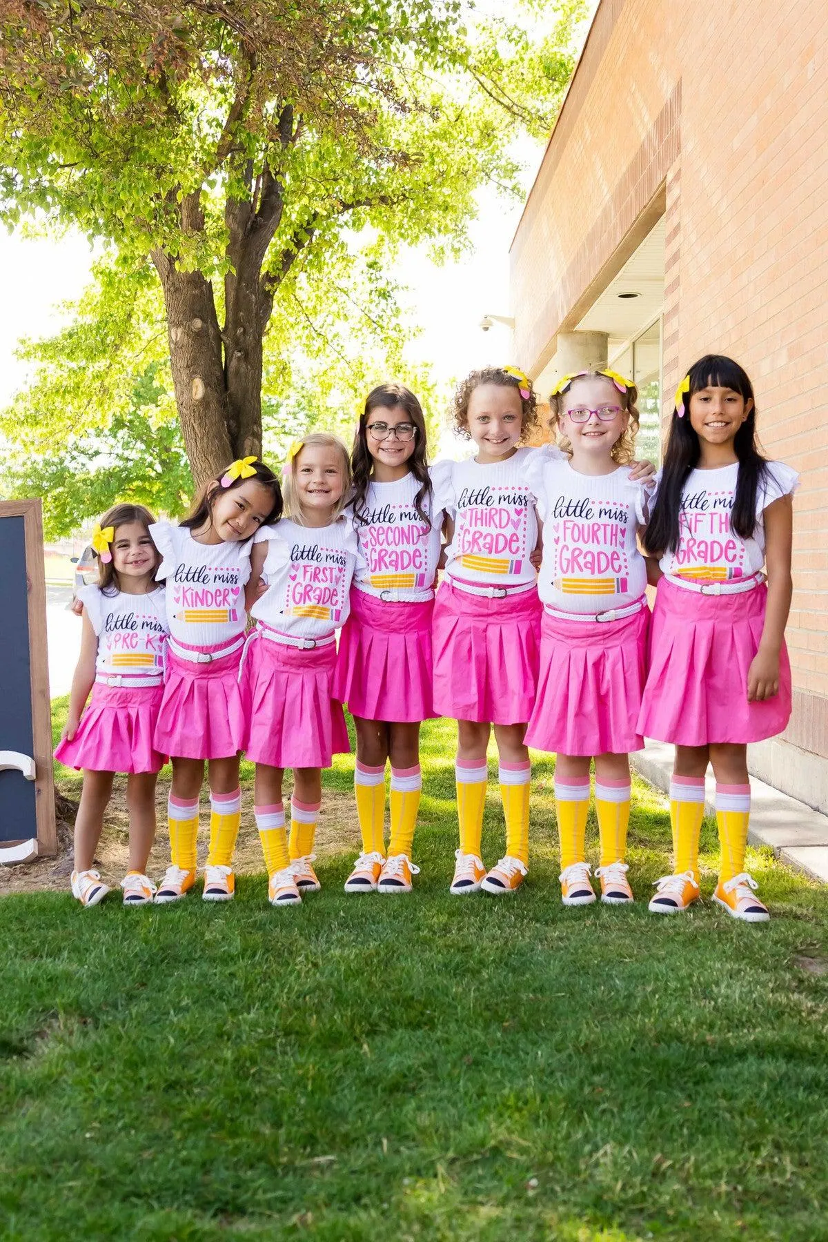 "Little Miss Pre-K - 5th Grade" Pink Skirt Set